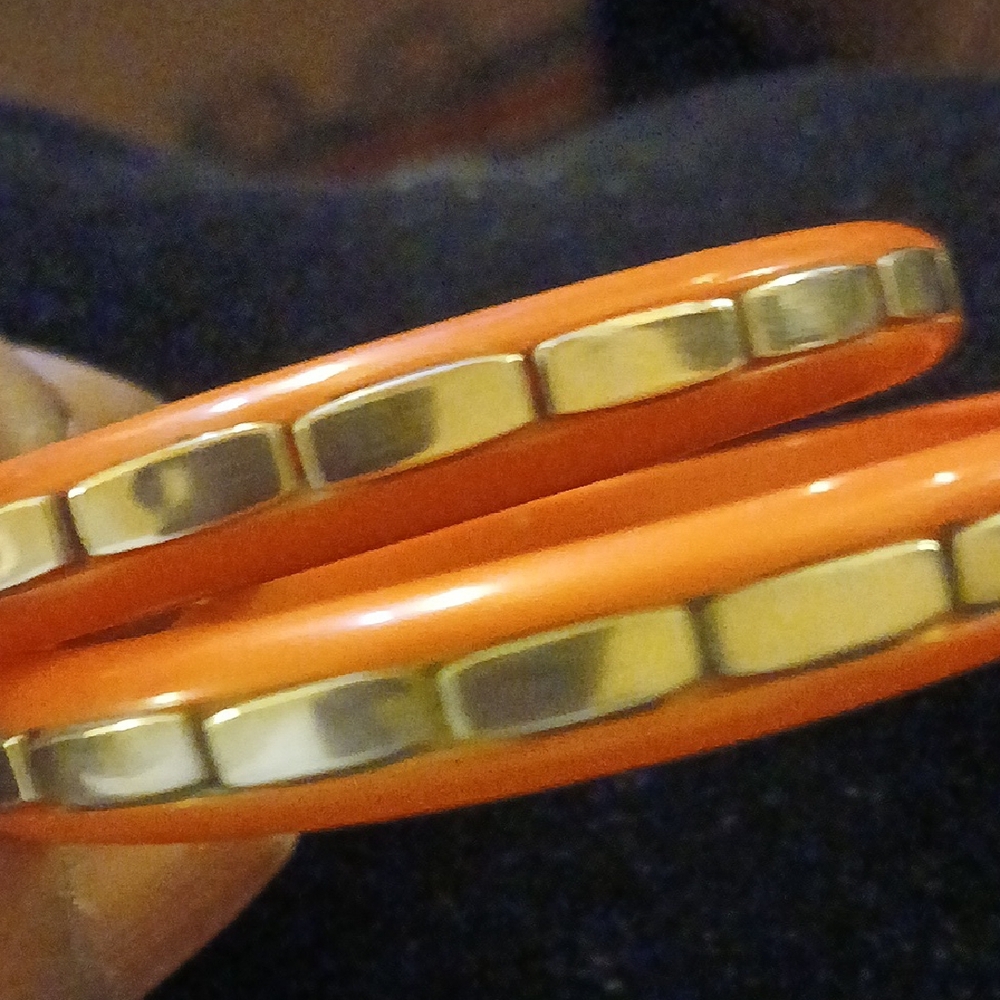 Orange And Silver Bangle Bracelets - image 3